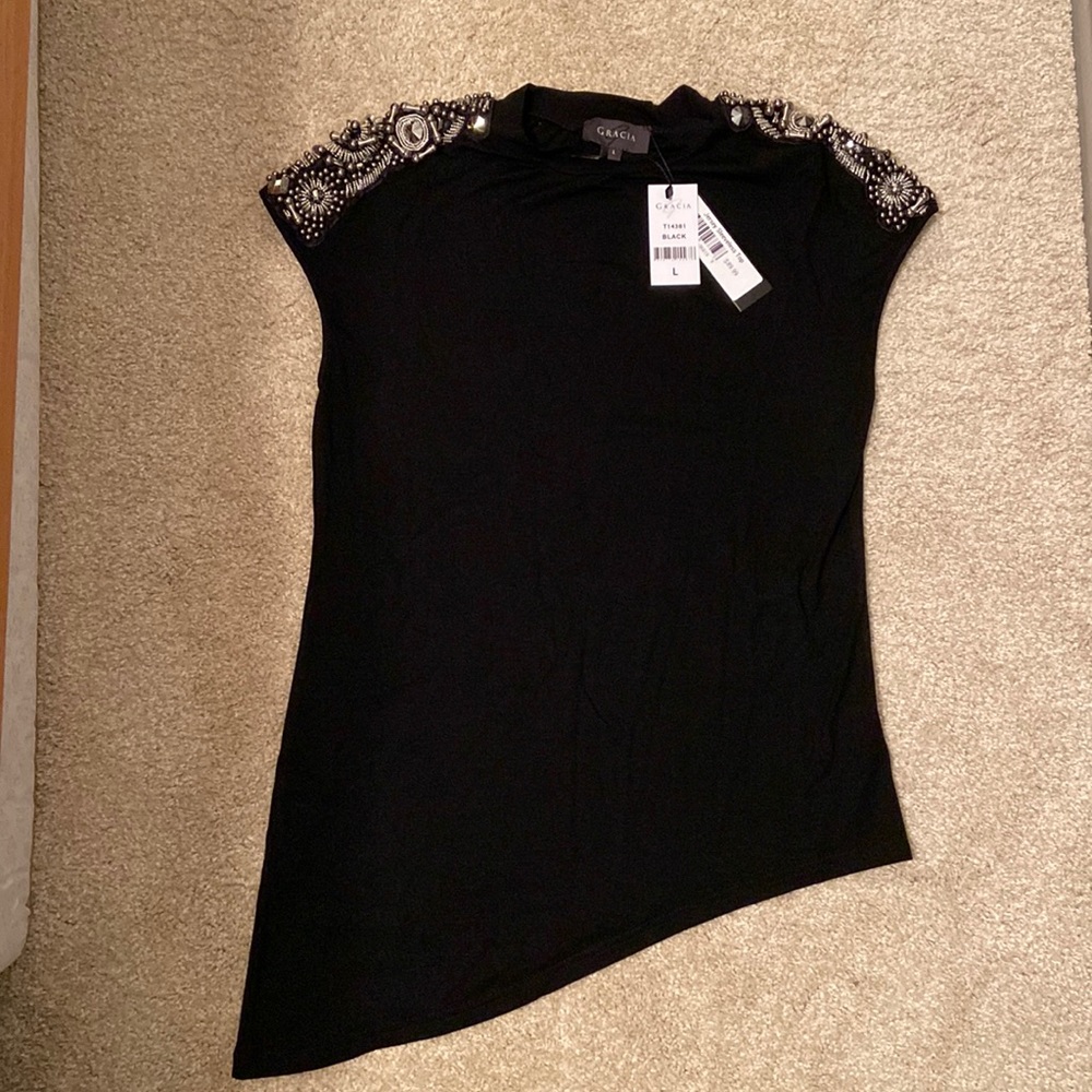 Black beaded top